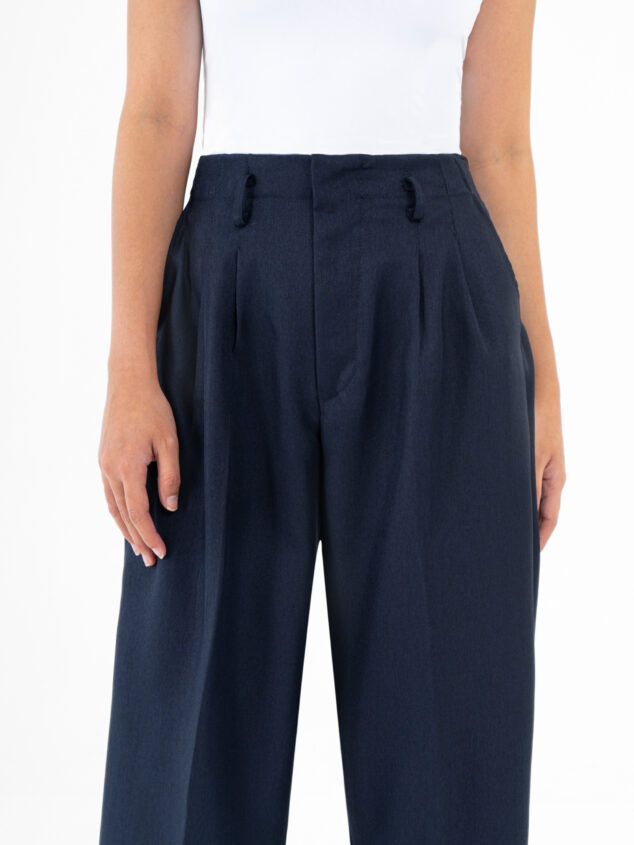 Navy Sally Women Solid Pant