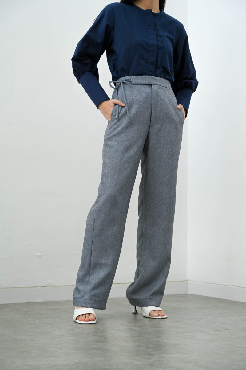 Light Grey Ilena Women Solid Pant