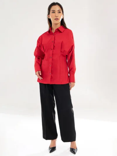 Red Amelia Poplin Shirt