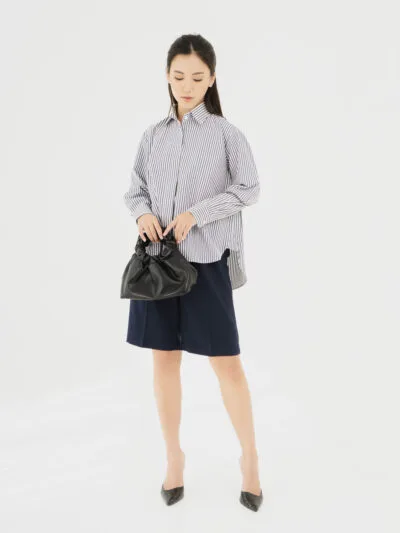 Black Mela Poplin Stripe Shirt