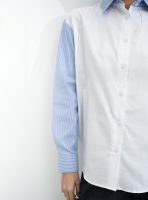 Mela Two Tone White Blue Stripe Oxford Shirt