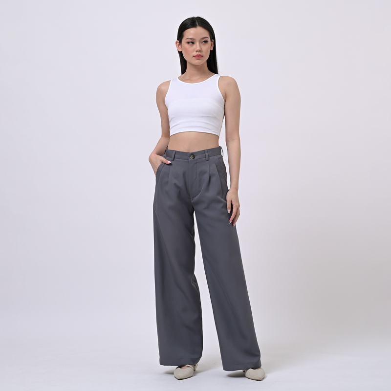 Grey Loose Highwaist City Pant