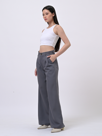 Grey Loose Highwaist City Pant