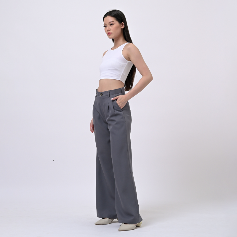 Grey Loose Highwaist City Pant