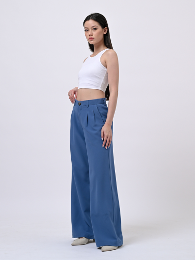 Blue Loose Highwaist City Pant