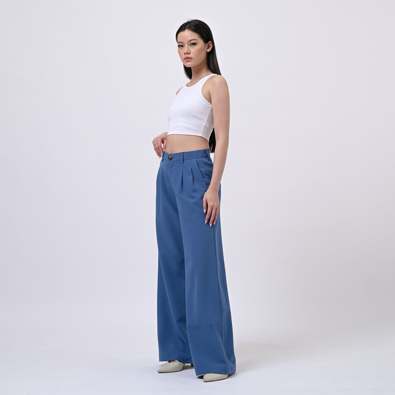 Blue Loose Highwaist City Pant