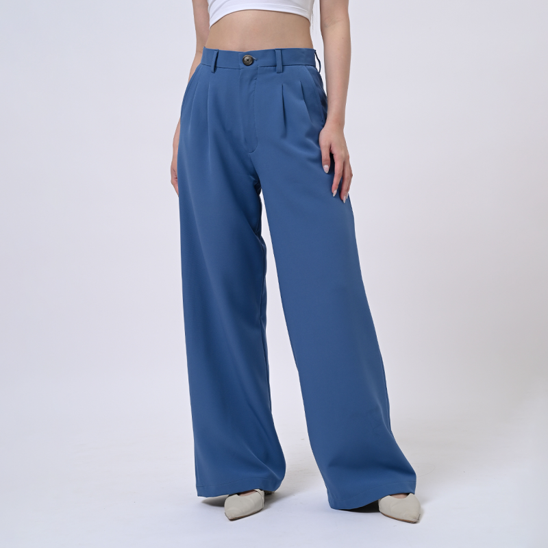 Blue Loose Highwaist City Pant