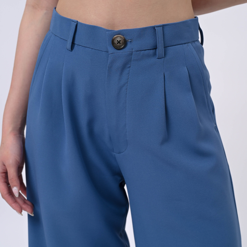 Blue Loose Highwaist City Pant