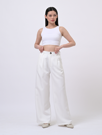 White Loose Highwaist City Pant