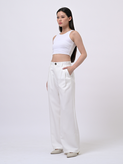 White Loose Highwaist City Pant