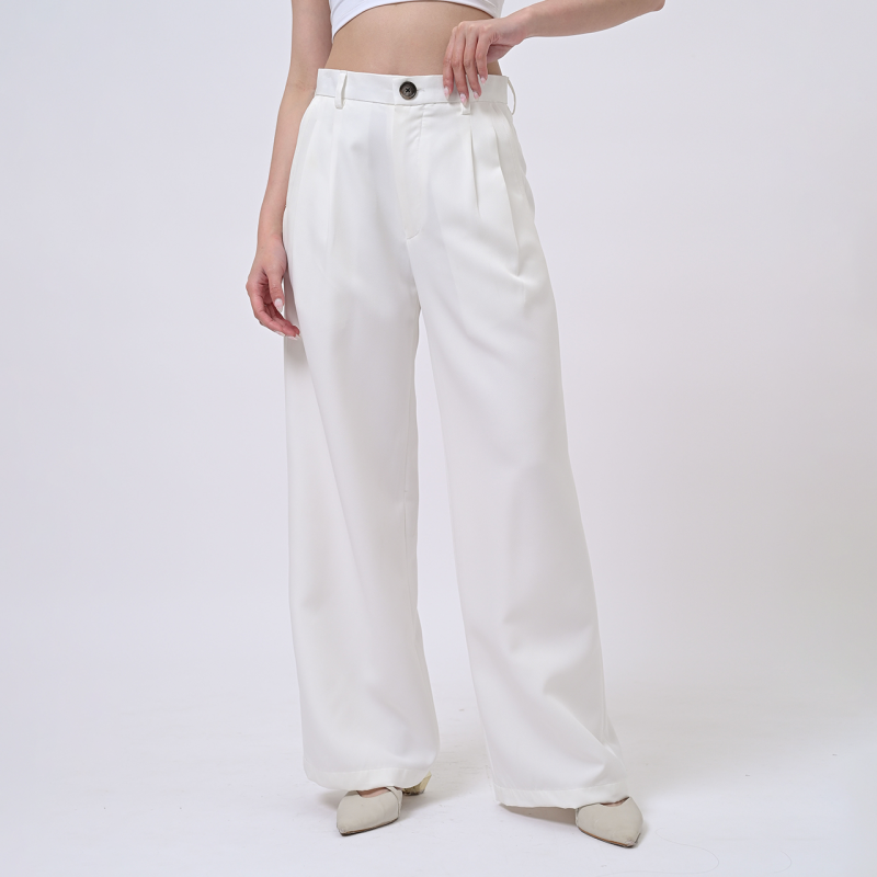 White Loose Highwaist City Pant