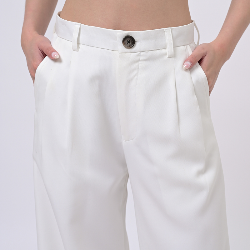 White Loose Highwaist City Pant